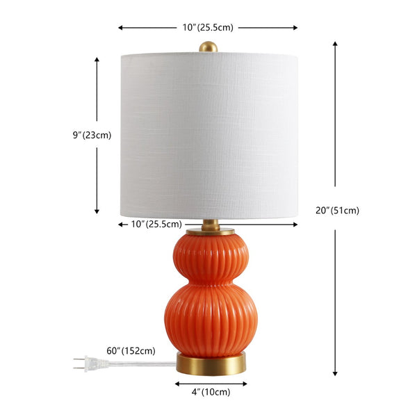 HomeRoots 20" Gold Gourd Table Lamp - Chic LED Design with White Drum Shade for Cozy, Elegant Ambiance 715802