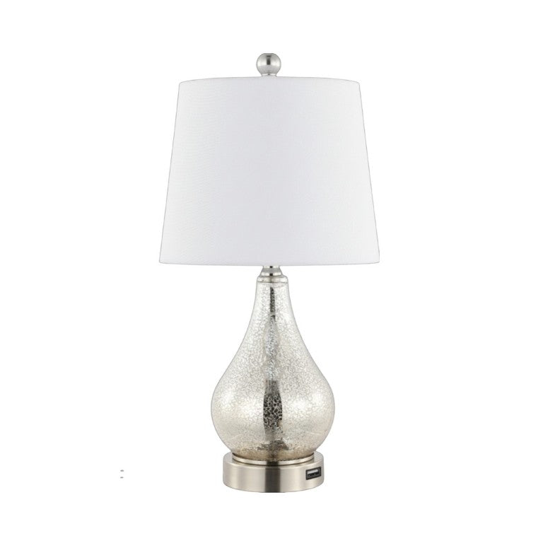 Set of Two Nickel Gourd Table Lamps Featuring Classic Empire Shades for Elegant Rooms