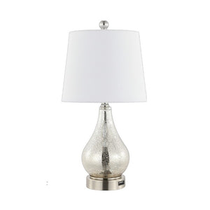 Set of Two Nickel Gourd Table Lamps Featuring Classic Empire Shades for Elegant Rooms