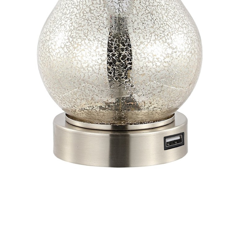 Set of Two Nickel Gourd Table Lamps Featuring Classic Empire Shades for Elegant Rooms