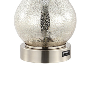 Set of Two Nickel Gourd Table Lamps Featuring Classic Empire Shades for Elegant Rooms