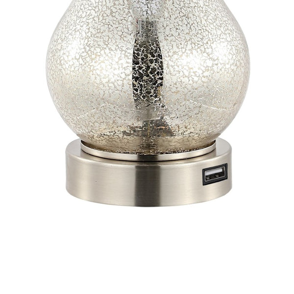 Set of Two Nickel Gourd Table Lamps Featuring Classic Empire Shades for Elegant Rooms