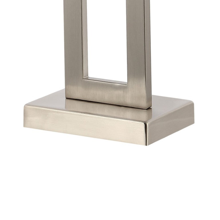 Set of Two Nickel Finish Table Lamps with Coordinating Shades for Living Rooms