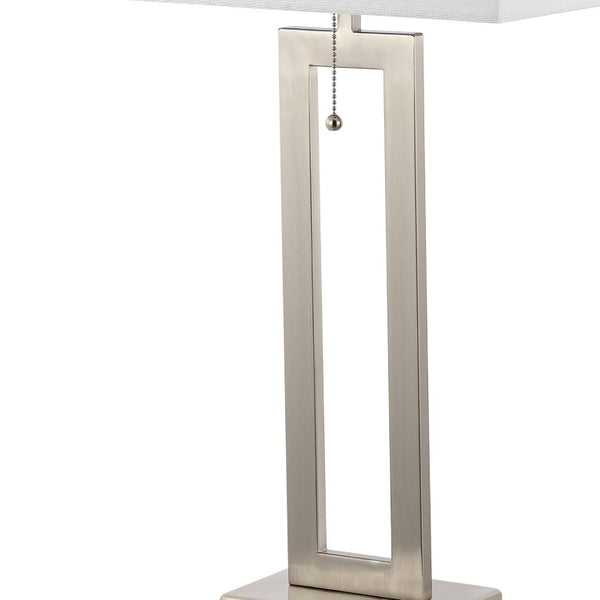 Set of Two Nickel Finish Table Lamps with Coordinating Shades for Living Rooms