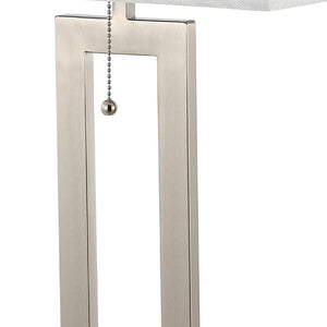 Set of Two Nickel Finish Table Lamps with Coordinating Shades for Living Rooms