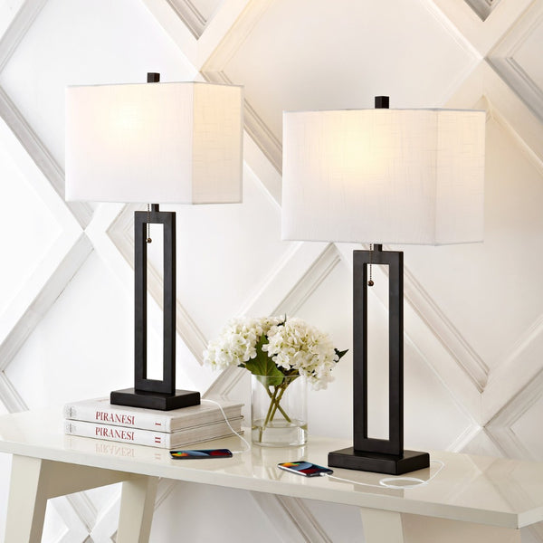 HomeRoots Set of Two 24" Nickel Gourd Table Lamps with White Drum Shades for Elegant Ambient Lighting 715812