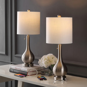 HomeRoots Set of Two 24" Gold Gourd Table Lamps – Elegant LED Lighting with Stylish Drum Shades for Home Decor 715813