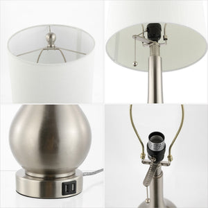 HomeRoots Set of Two 24" Gold Gourd Table Lamps – Elegant LED Lighting with Stylish Drum Shades for Home Decor 715813