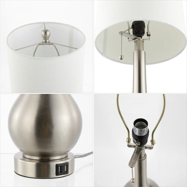 HomeRoots Set of Two 24" Gold Gourd Table Lamps – Elegant LED Lighting with Stylish Drum Shades for Home Decor 715813