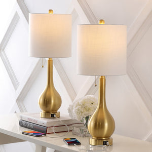 HomeRoots Set of Two 26" Antiqued Bronze Lighthouse Table Lamps with Linen Shades for Coastal Charm & Warmth 715814