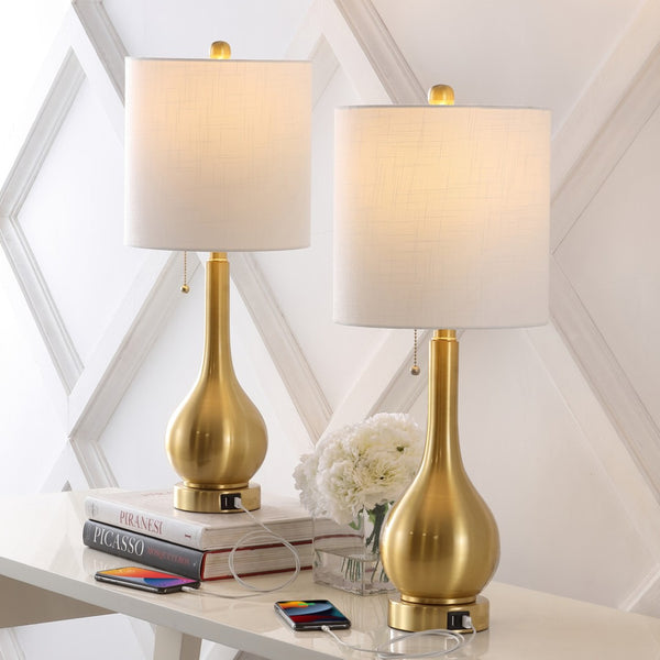 HomeRoots Set of Two 26" Antiqued Bronze Lighthouse Table Lamps with Linen Shades for Coastal Charm & Warmth 715814