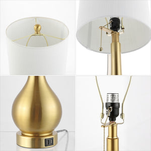 HomeRoots Set of Two 26" Antiqued Bronze Lighthouse Table Lamps with Linen Shades for Coastal Charm & Warmth 715814