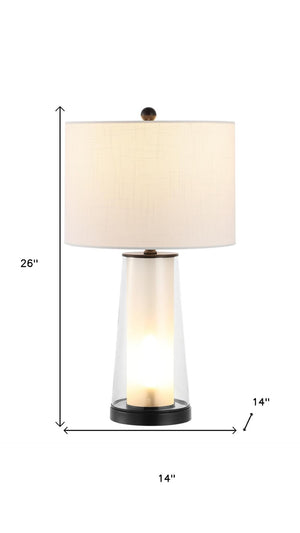 HomeRoots 17" Clear Round Table Lamp with Beige Empire Shade - Timeless Elegance for Any Room Décor Style 715822