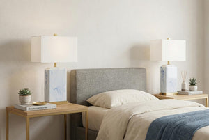 Set of Two Glam Gold Finish Table Lamps with Coordinating Shades for Living Rooms