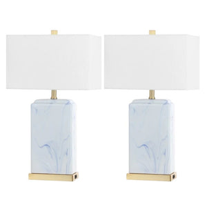 HomeRoots Set of Two Glam Gold Finish Table Lamps with Coordinating Shades for Living Rooms 715818