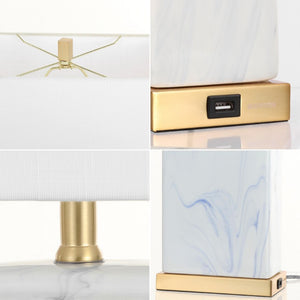 Set of Two Glam Gold Finish Table Lamps with Coordinating Shades for Living Rooms