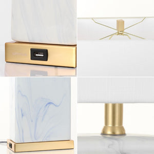 Set of Two Glam Gold Finish Table Lamps with Coordinating Shades for Living Rooms