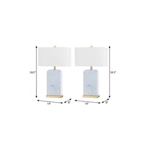 Set of Two Glam Gold Finish Table Lamps with Coordinating Shades for Living Rooms