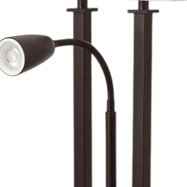 HomeRoots 24 Inch Antiqued Bronze Swing Arm Table Lamp with Shade for Elegant Home Lighting 715819