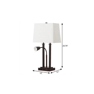 24 Inch Antiqued Bronze Swing Arm Table Lamp with Shade for Elegant Home Lighting