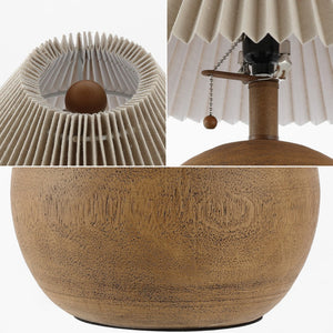 HomeRoots 17" Clear Round Table Lamp LED – Mid-Century Modern Design with Beige Linen Shade for Cozy Ambiance 715823