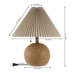 HomeRoots 17" Clear Round Table Lamp LED – Mid-Century Modern Design with Beige Linen Shade for Cozy Ambiance 715823