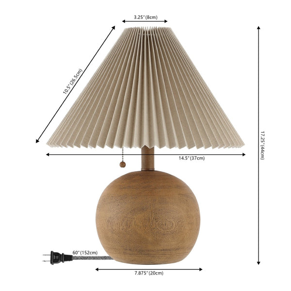 HomeRoots 17" Clear Round Table Lamp LED – Mid-Century Modern Design with Beige Linen Shade for Cozy Ambiance 715823