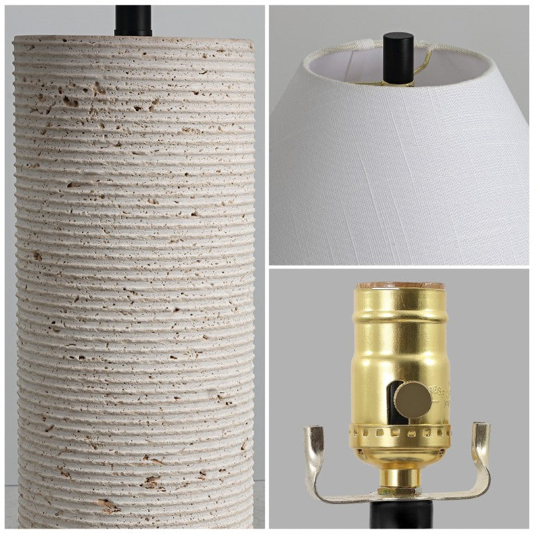 23 Inch Beige Table Lamp with Classic Empire Shade for Living Room Bedside Decor