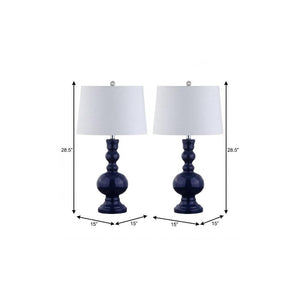 Set of Two 29 Inch Novelty Table Lamps with Elegant Drum Shades for Modern Living Room Decor