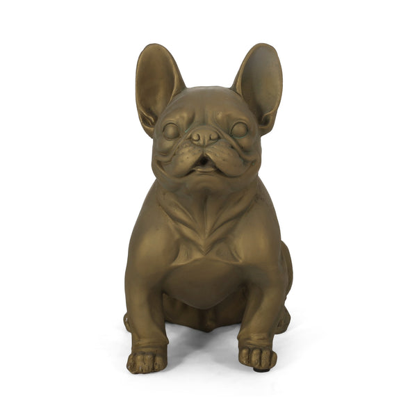 English Elm Christopher Knight Home® - DOG French Bulldog Garden Sculpture Cast Stone Outdoor Accent with Antique Wash, Durable Charm Gold 70293.00RUSGLD