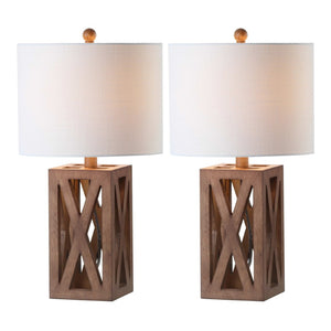 HomeRoots Set of Two Elegant 22" White Table Lamps with Soft Linen Shades for Coastal-Inspired Illumination 715832