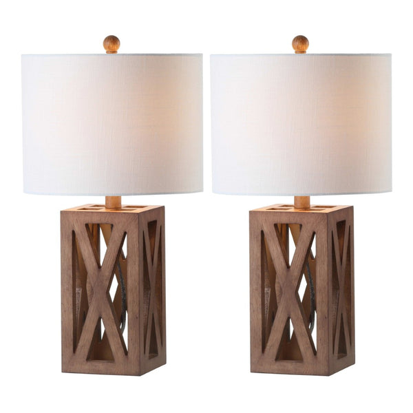 HomeRoots Set of Two Elegant 22" White Table Lamps with Soft Linen Shades for Coastal-Inspired Illumination 715832