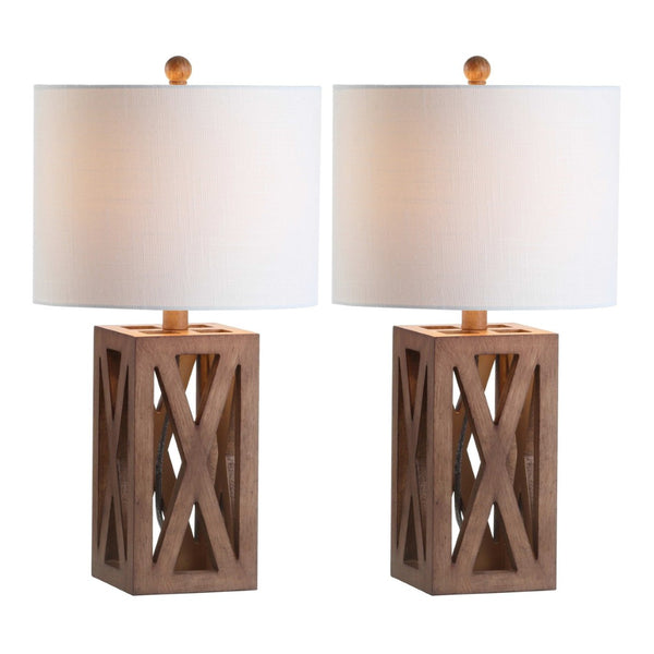 HomeRoots Set of Two Elegant 22" White Table Lamps with Soft Linen Shades for Coastal-Inspired Illumination 715832