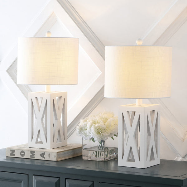 HomeRoots Set of Two 22" Black Table Lamps - Elegant LED Drum Shade Design for Modern Home Décor & Style 715833