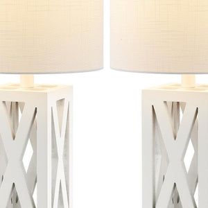 HomeRoots Set of Two 22" Black Table Lamps - Elegant LED Drum Shade Design for Modern Home Décor & Style 715833