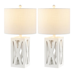 HomeRoots Set of Two 22" Black Table Lamps - Elegant LED Drum Shade Design for Modern Home Décor & Style 715833