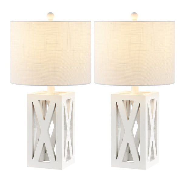 HomeRoots Set of Two 22" Black Table Lamps - Elegant LED Drum Shade Design for Modern Home Décor & Style 715833