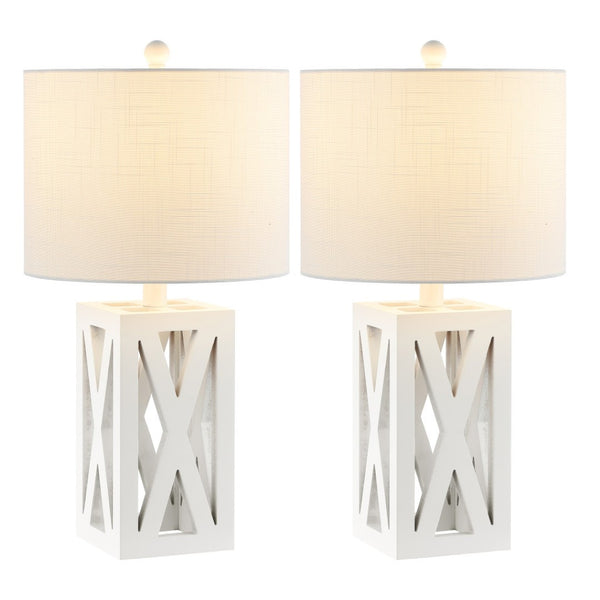 HomeRoots Set of Two 22" Black Table Lamps - Elegant LED Drum Shade Design for Modern Home Décor & Style 715833
