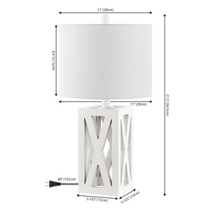 HomeRoots Set of Two 22" Black Table Lamps - Elegant LED Drum Shade Design for Modern Home Décor & Style 715833