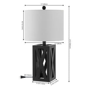 HomeRoots Set of Two 22" Gray Table Lamps – Elegant Solid Wood Design with Linen Drum Shades for Any Room 715834