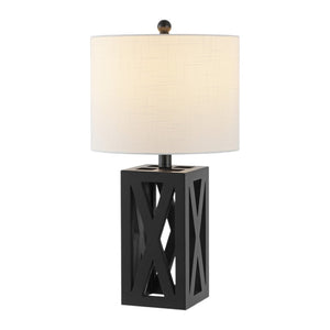 HomeRoots Set of Two 22" Gray Table Lamps – Elegant Solid Wood Design with Linen Drum Shades for Any Room 715834