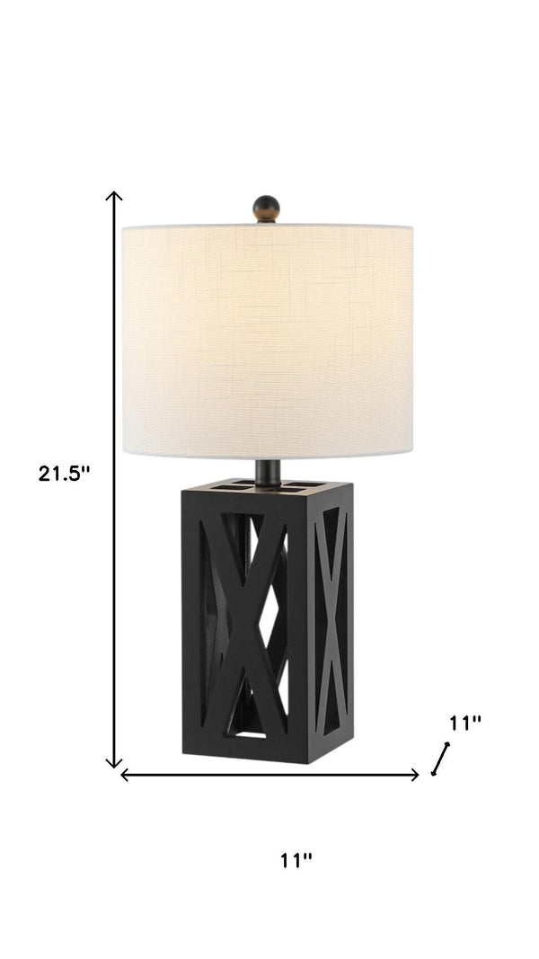 HomeRoots Set of Two 22" Gray Table Lamps – Elegant Solid Wood Design with Linen Drum Shades for Any Room 715834