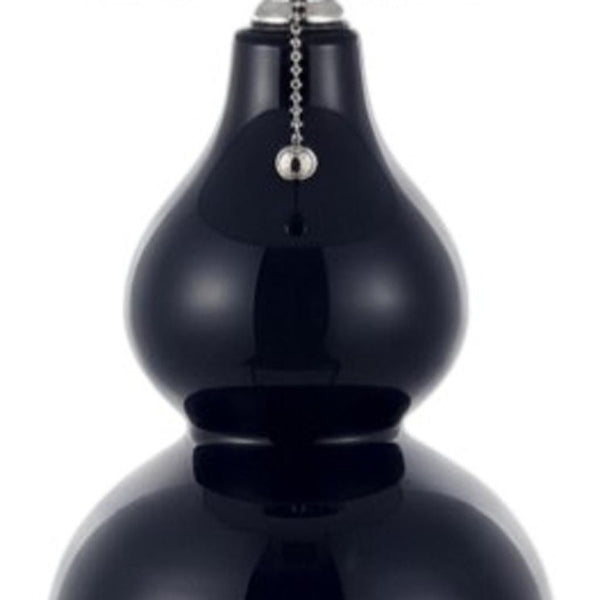 Set of Two Gourd Shaped Silver Accent Table Lamps with Elegant Drum Shades