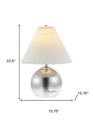 HomeRoots 17" Clear Round Table Lamp - Elegant LED Design with Linen Empire Shade for Cozy Ambiance 715838
