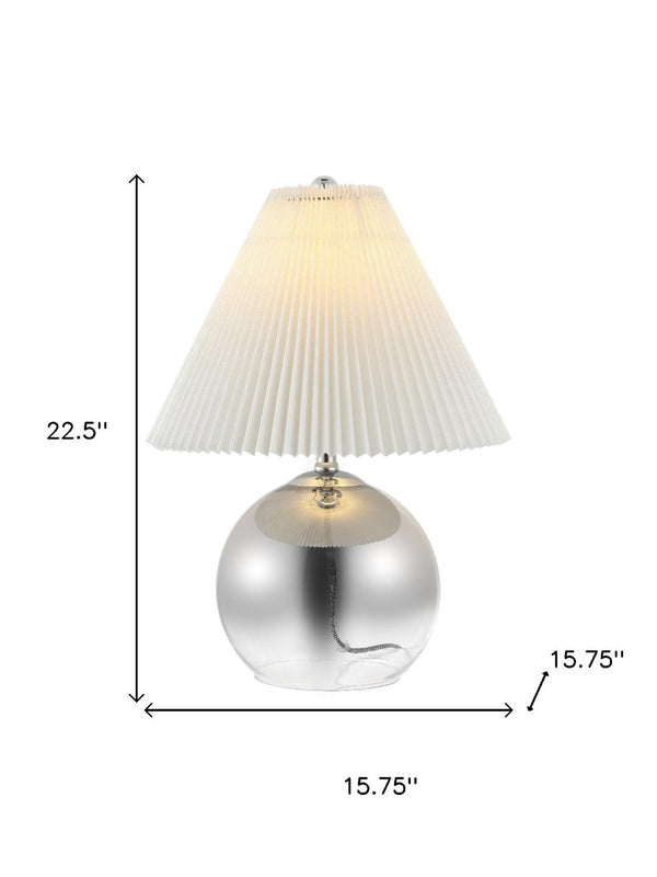 HomeRoots 17" Clear Round Table Lamp - Elegant LED Design with Linen Empire Shade for Cozy Ambiance 715838