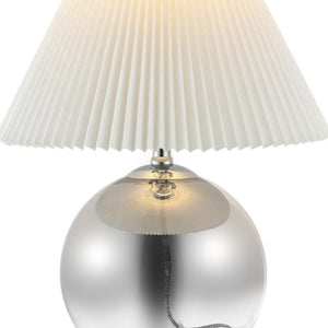 HomeRoots 17" Clear Round Table Lamp - Elegant LED Design with Linen Empire Shade for Cozy Ambiance 715838