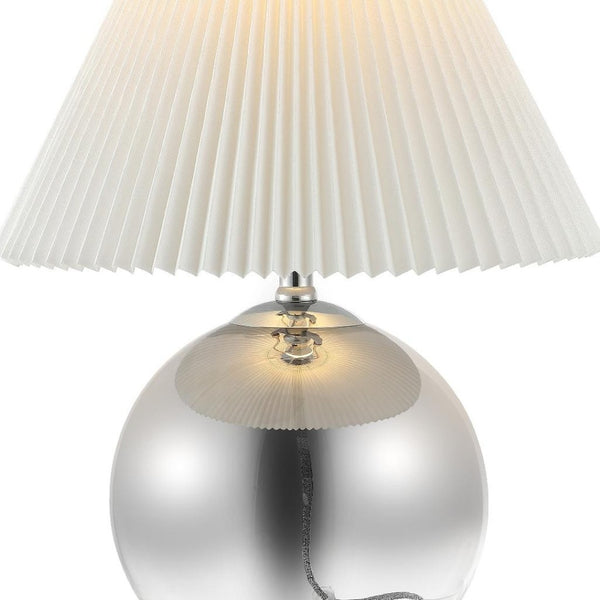 HomeRoots 17" Clear Round Table Lamp - Elegant LED Design with Linen Empire Shade for Cozy Ambiance 715838