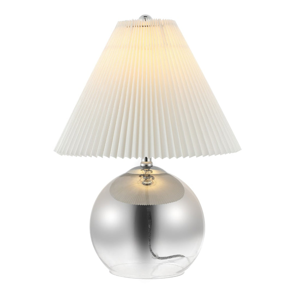 HomeRoots 17" Clear Round Table Lamp - Elegant LED Design with Linen Empire Shade for Cozy Ambiance 715838