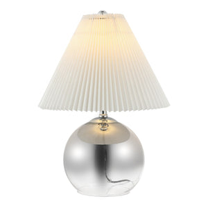 HomeRoots 17" Clear Round Table Lamp - Elegant LED Design with Linen Empire Shade for Cozy Ambiance 715838