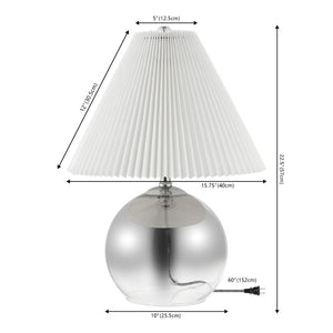 HomeRoots 17" Clear Round Table Lamp - Elegant LED Design with Linen Empire Shade for Cozy Ambiance 715838